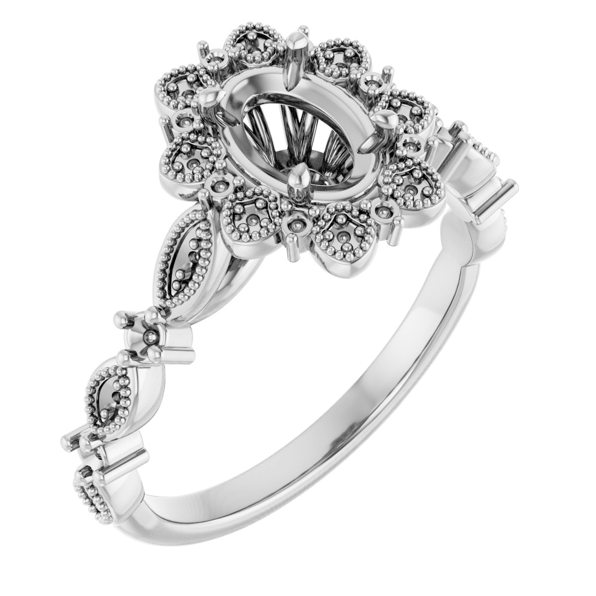 Halo-Style Floral Engagement Ring
