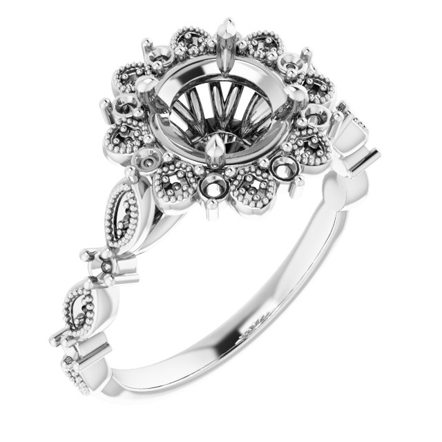 Halo-Style Floral Engagement Ring