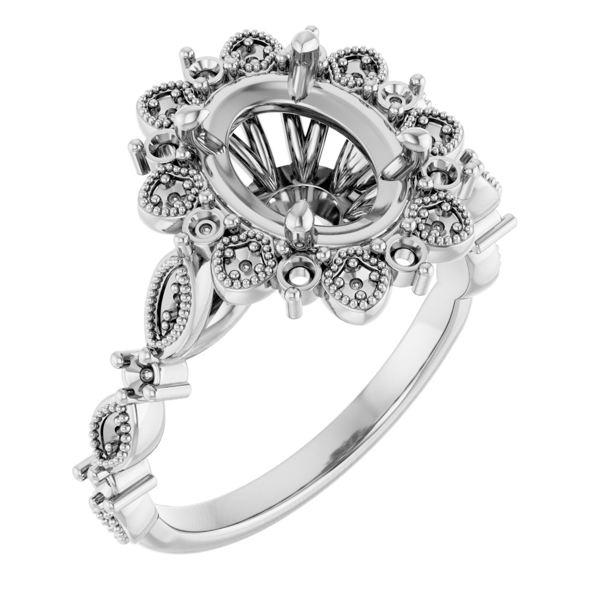 Halo-Style Floral Engagement Ring