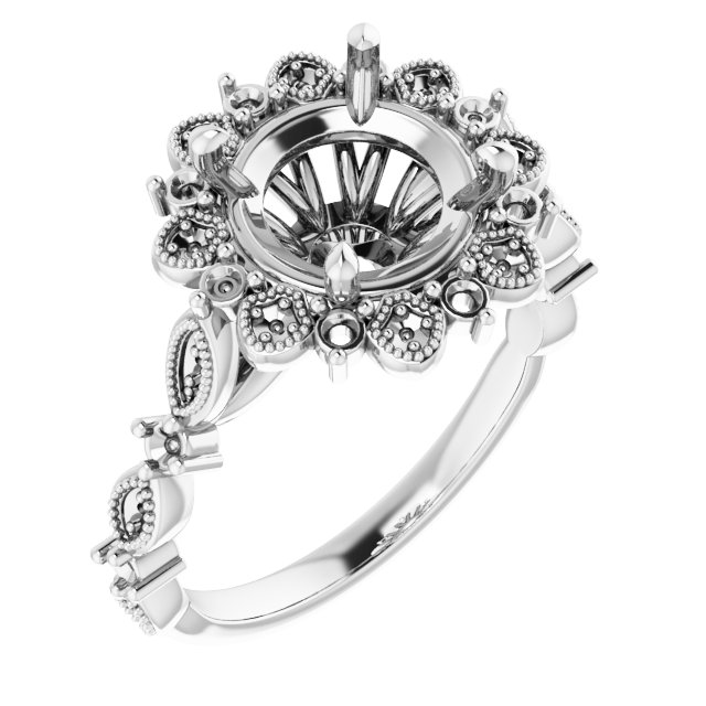 Halo-Style Floral Engagement Ring