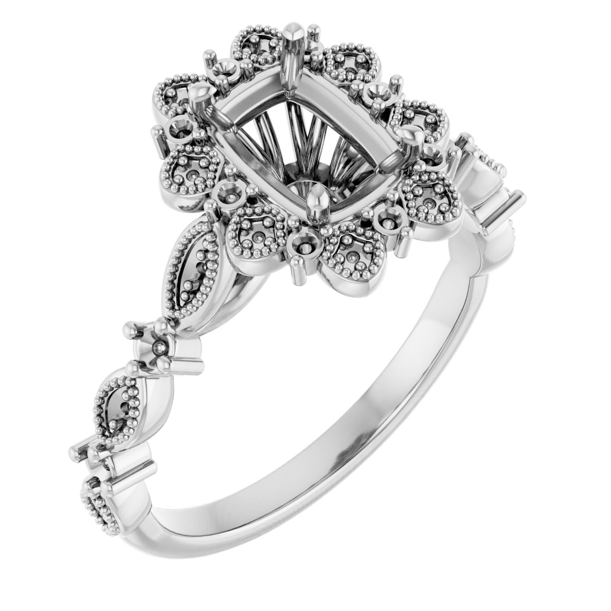 Halo-Style Floral Engagement Ring