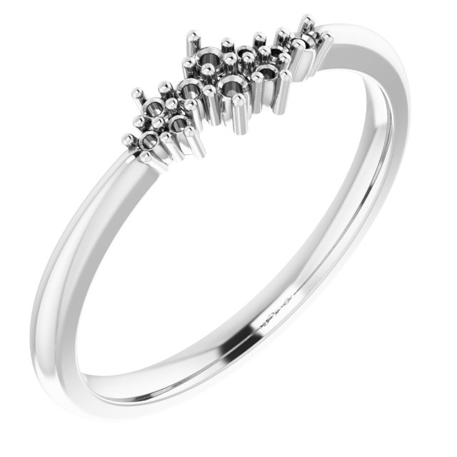 14K White .08 CTW Natural Diamond Stackable Cluster Ring 