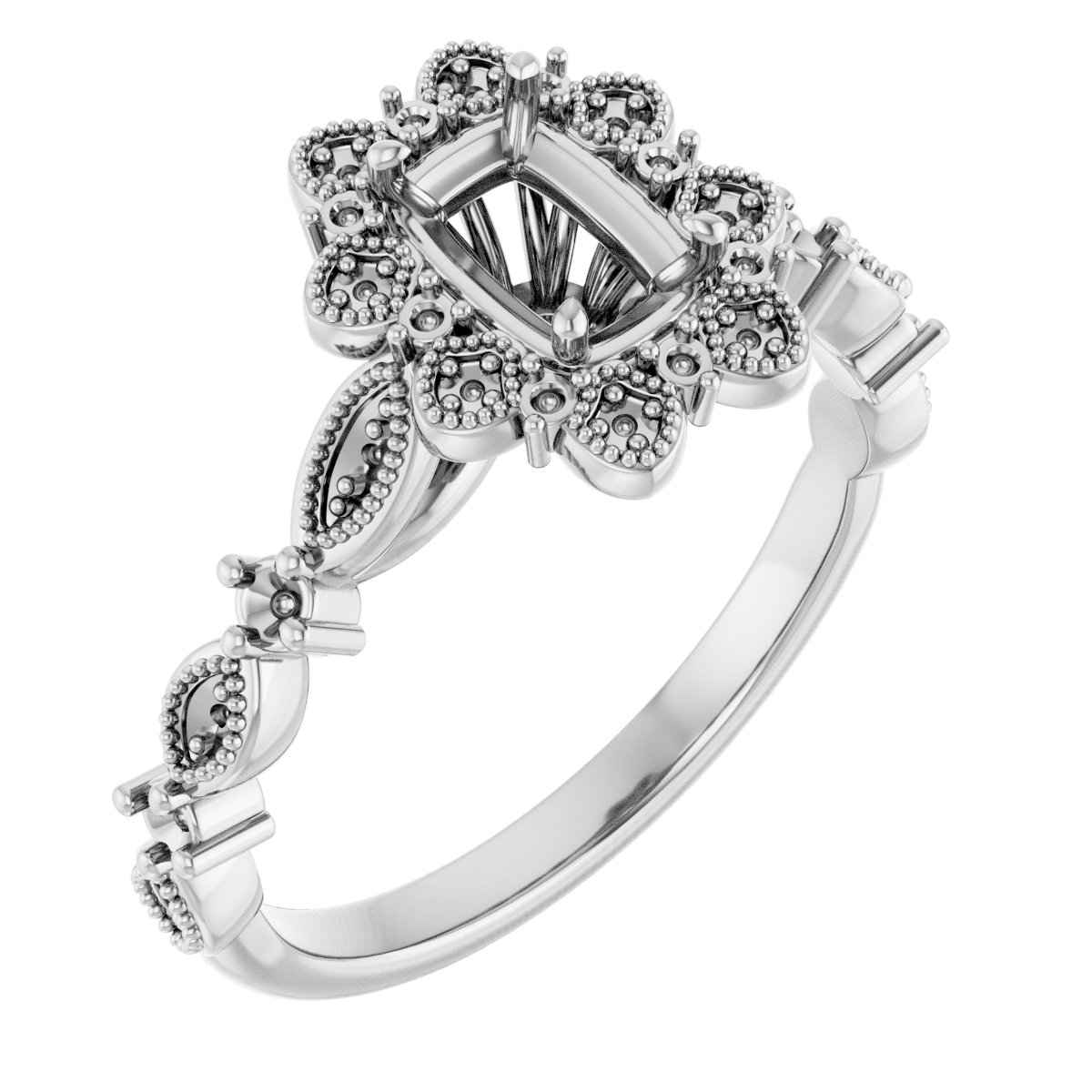 Halo-Style Floral Engagement Ring