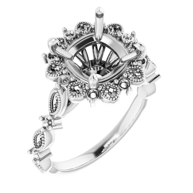 Halo-Style Floral Engagement Ring
