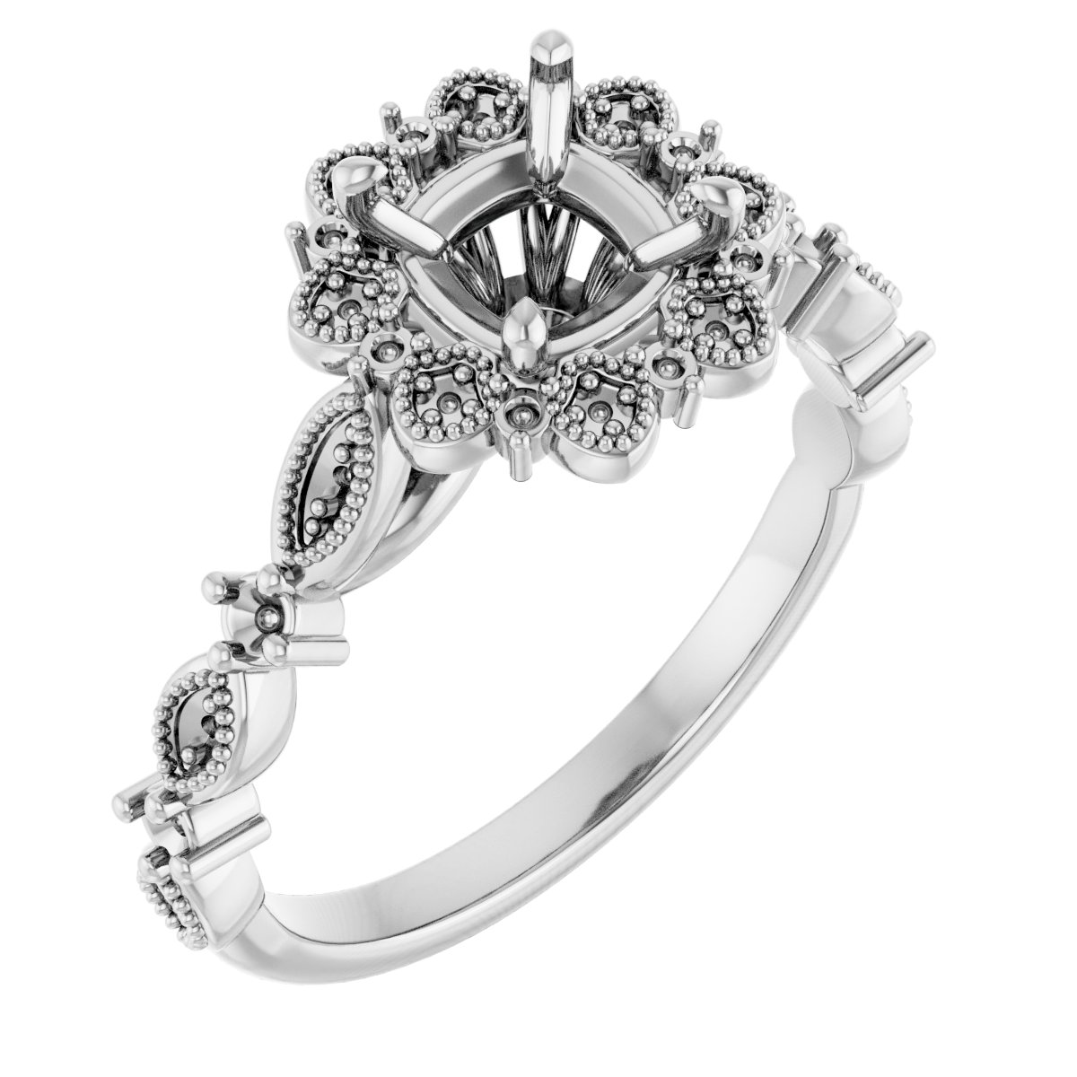 Halo-Style Floral Engagement Ring