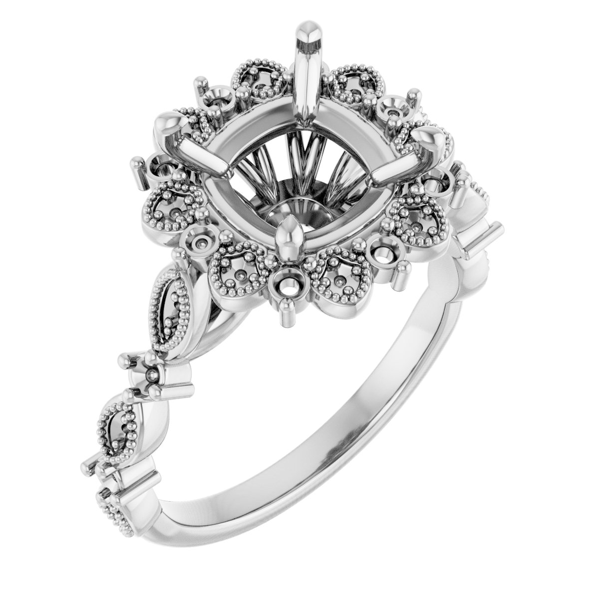 Halo-Style Floral Engagement Ring