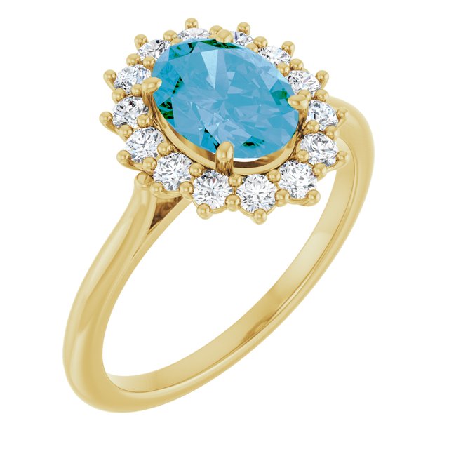 14K Yellow Natural Swiss Blue Topaz & 3/8 CTW Natural Diamond Ring