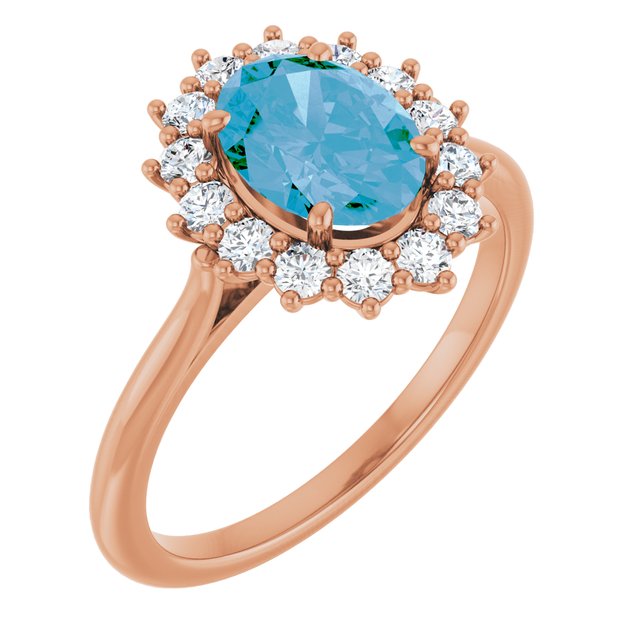 14K Rose Natural Swiss Blue Topaz & 3/8 CTW Natural Diamond Ring