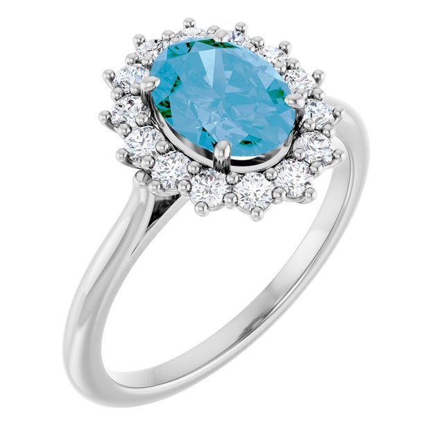 Platinum Natural Swiss Blue Topaz & 3/8 CTW Natural Diamond Ring