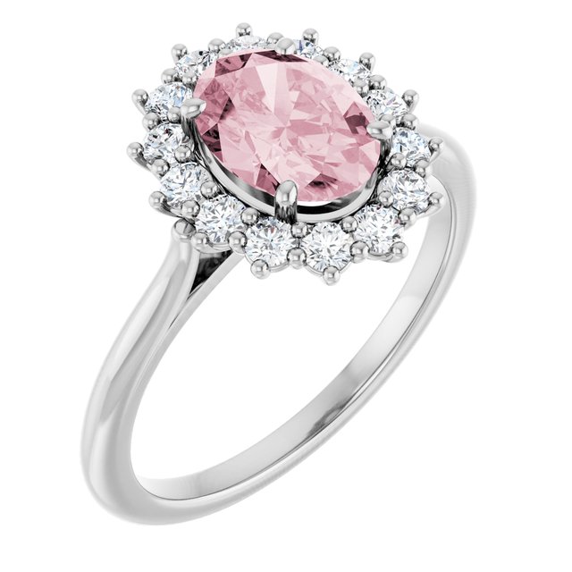 Platinum Natural Pink Morganite & 3/8 CTW Natural Diamond Ring