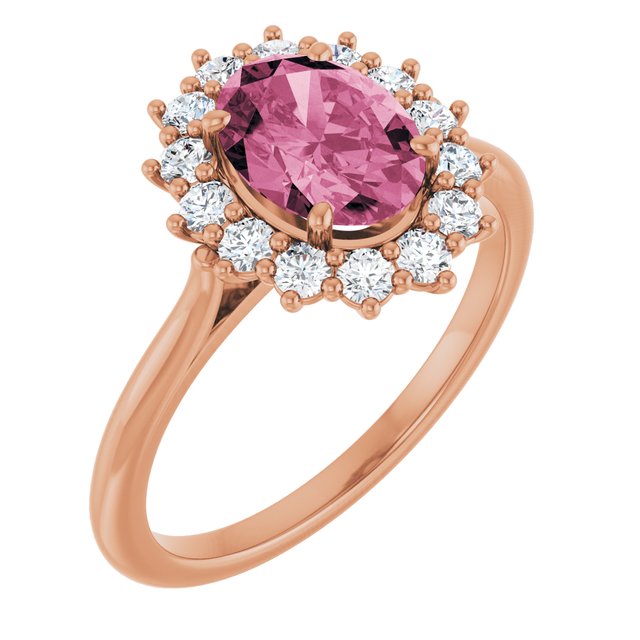 14K Rose Natural Pink Tourmaline & 3/8 CTW Natural Diamond Ring