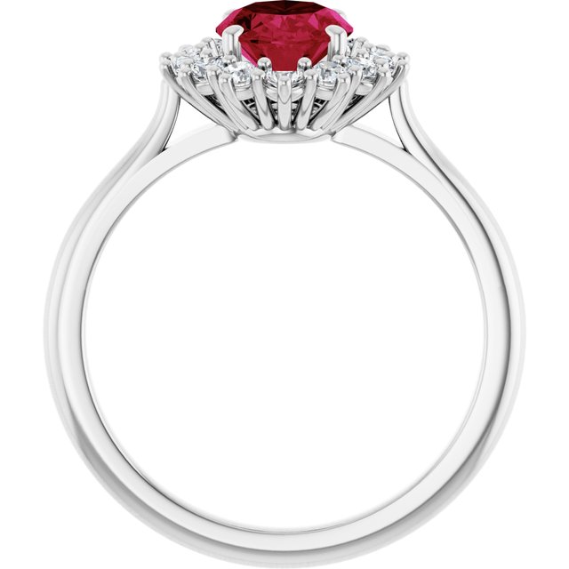14K White Lab-Grown Ruby & 3/8 CTW Natural Diamond Ring