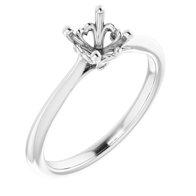 14K White 5.8 mm Round .02 CTW Natural Diamond Semi-Set Engagement Ring