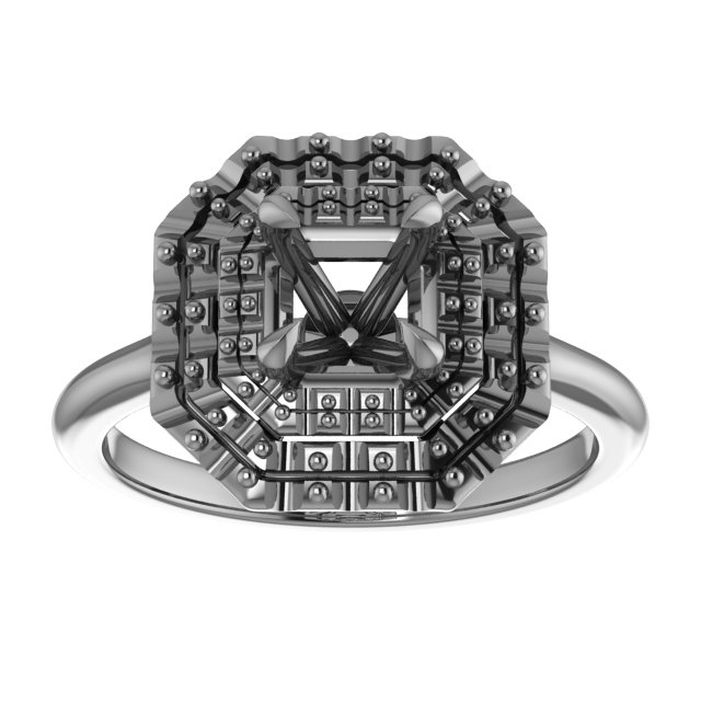 7x7 mm Heart Halo-Style Engagement Ring Mounting view 3