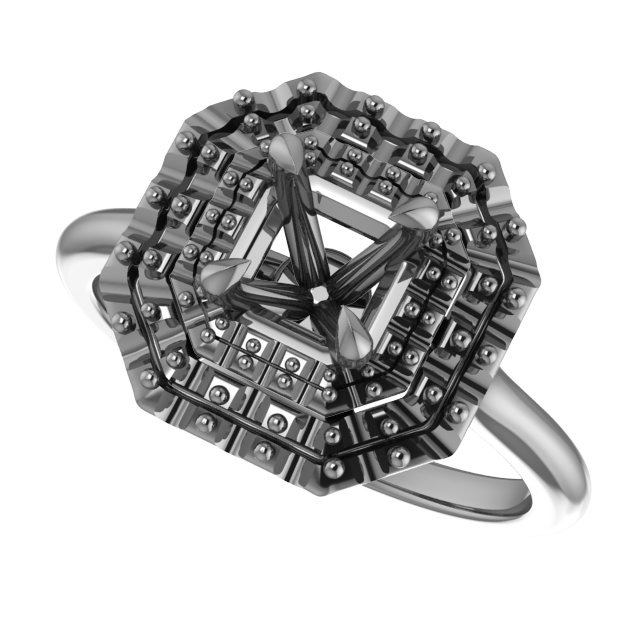 7x7 mm Heart Halo-Style Engagement Ring Mounting view 5