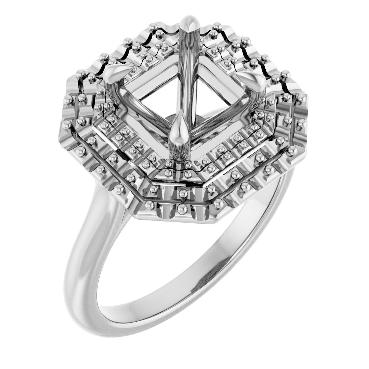 Double Halo-Style Engagement Ring