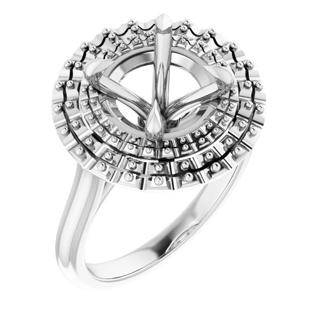 Double Halo-Style Engagement Ring