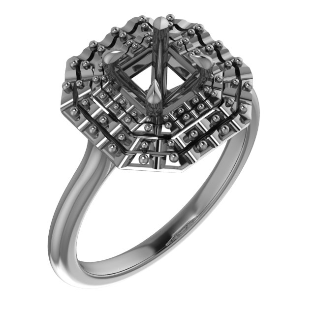 7x7 mm Heart Halo-Style Engagement Ring Mounting