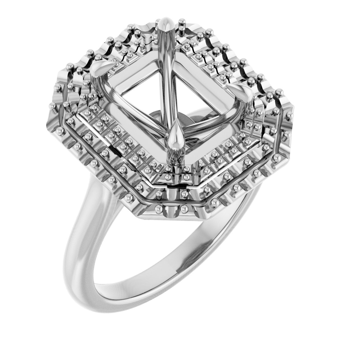 Double Halo-Style Engagement Ring
