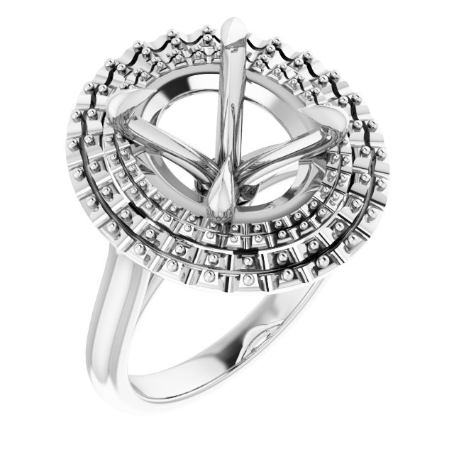 Double Halo-Style Engagement Ring