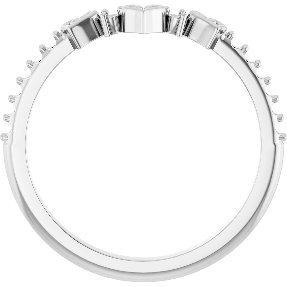 Alternative view of 1/6 CTW Natural Diamond Heart Contour Band – Platinum