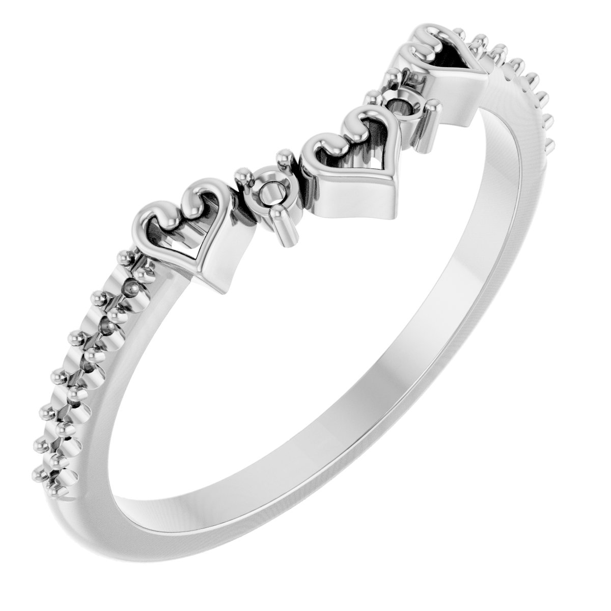 1/6 CTW Natural Diamond Heart Contour Band – Platinum