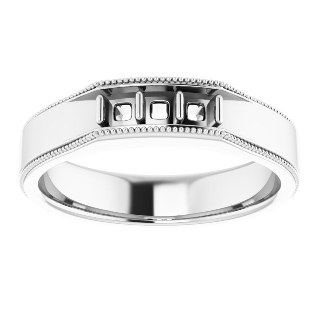 5 mm Asscher Mens Band Mounting view 3