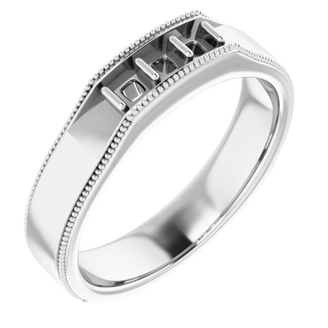 5 mm Asscher Mens Band Mounting