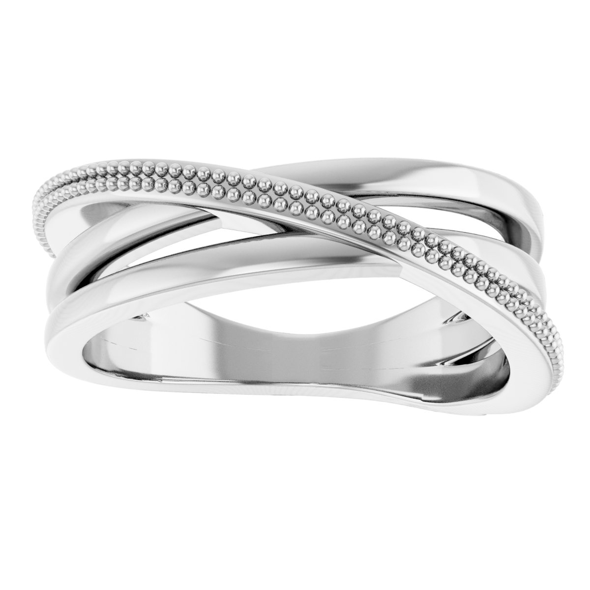 14K White Criss-Cross Ring