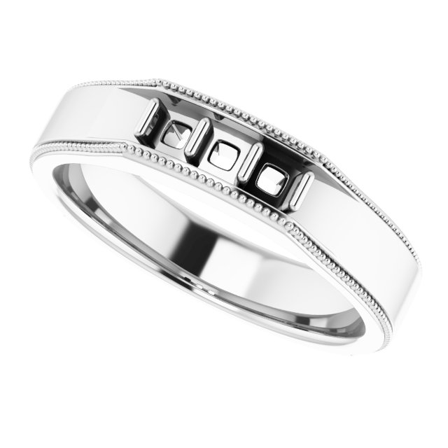 5 mm Asscher Mens Band Mounting view 5
