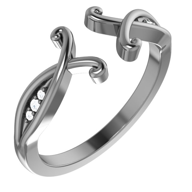 None / Sterling Silver / 2.1 Mm / Accented Split Open Shank Mounting