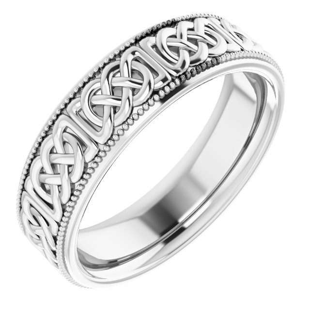 14K White 6 mm Celtic-Inspired Band Size 8