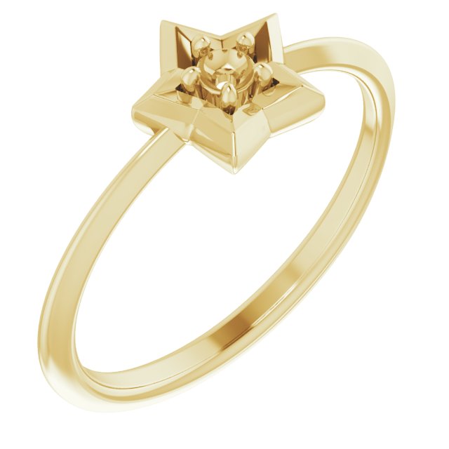 14K Yellow Youth Star April Birthstone Ring