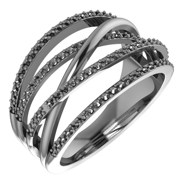 14K White 1/2 CTW Natural Black & White Diamond Ring 