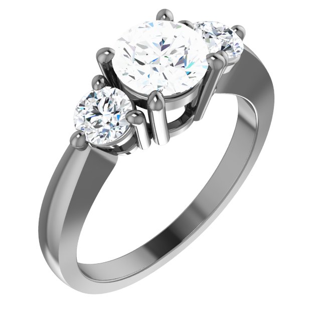 Sterling Silver Sterling Silver Imitation White Cubic Zirconia Three-Stone Ring
