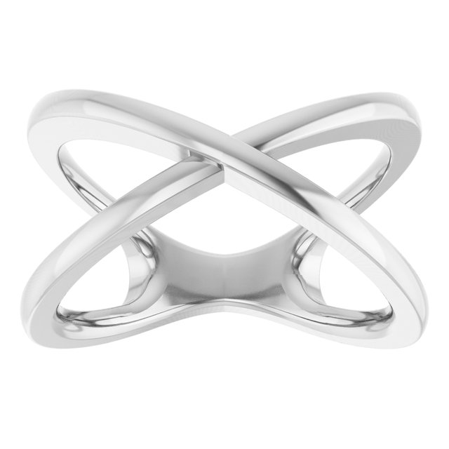 14K White Criss-Cross Ring 
