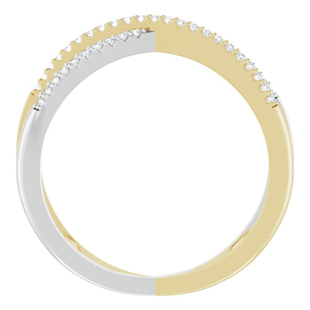 14K Yellow/White 1/6 CTW Natural Diamond Criss-Cross Ring