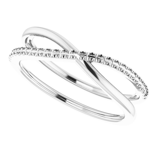 14K White 1/10 CTW Natural Diamond Criss-Cross Ring