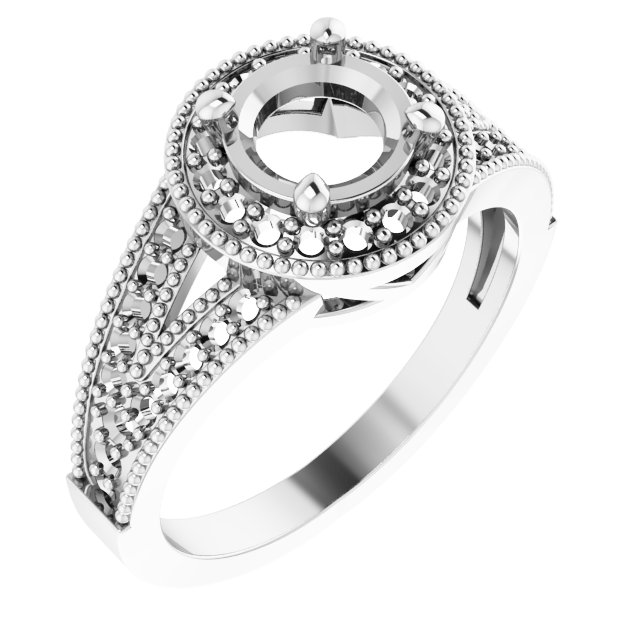 Sterling Silver Imitation White Cubic Zirconia Halo-Style Ring 