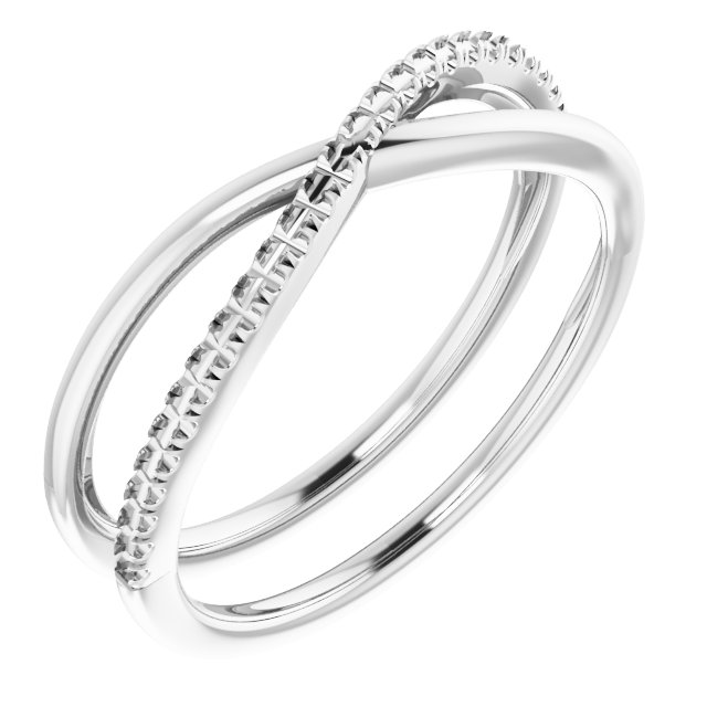 14K White 1/10 CTW Diamond Criss-Cross Ring