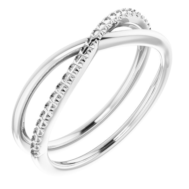 14K White 1/8 CTW Natural Diamond Criss-Cross Ring