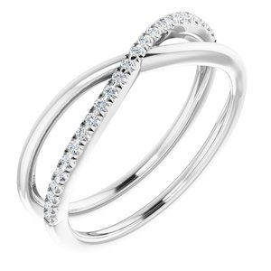 14K White 1/8 CTW Natural Diamond Criss-Cross Ring