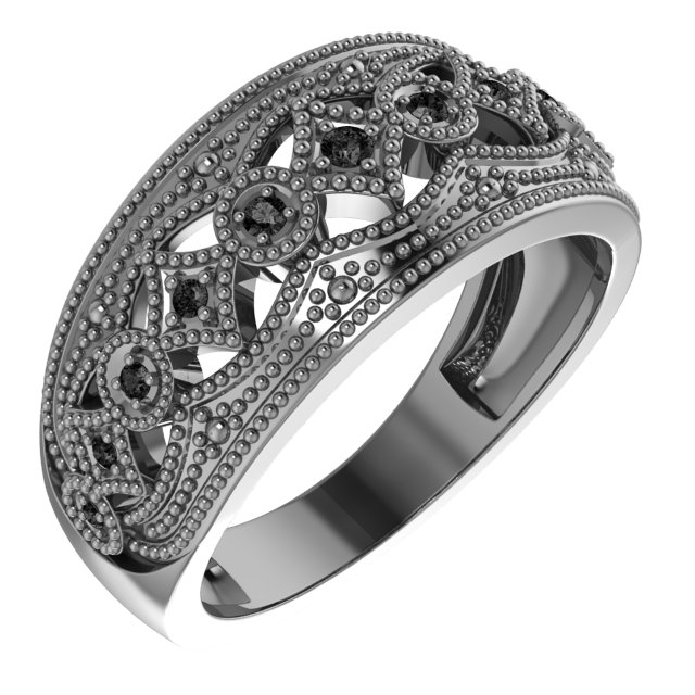 Sterling Silver Black Spinel Ring Size 6 Ref 3440069