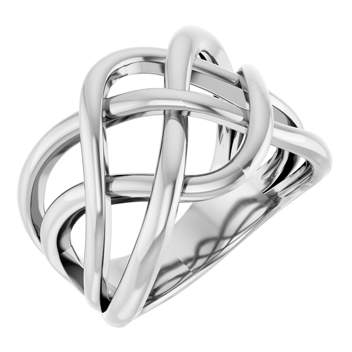 14K White Criss-Cross Ring