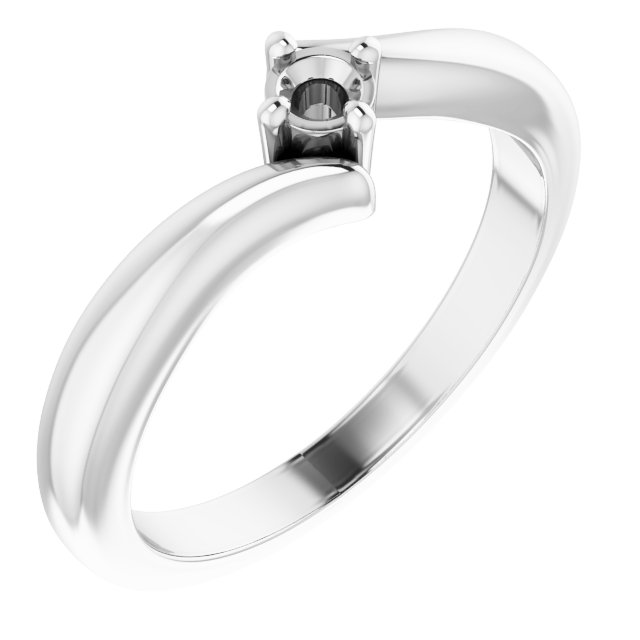 Sterling Silver Imitation White Cubic Zirconia Bypass Ring