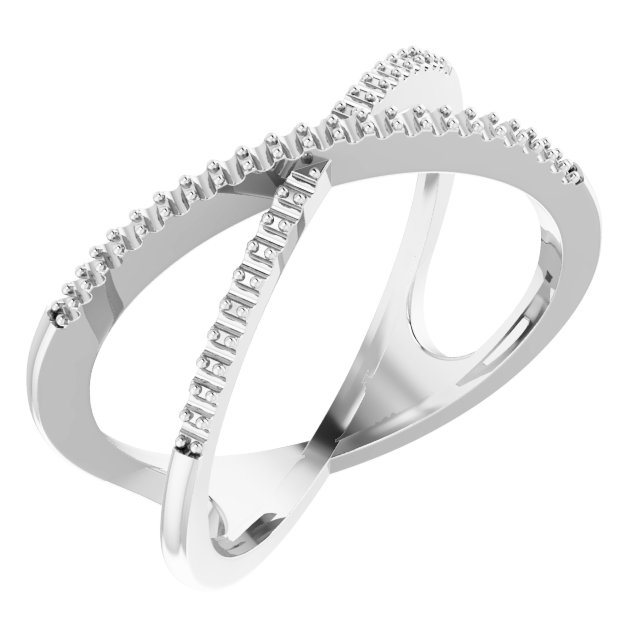 14K White 1/6 CTW Natural Diamond Criss-Cross Ring