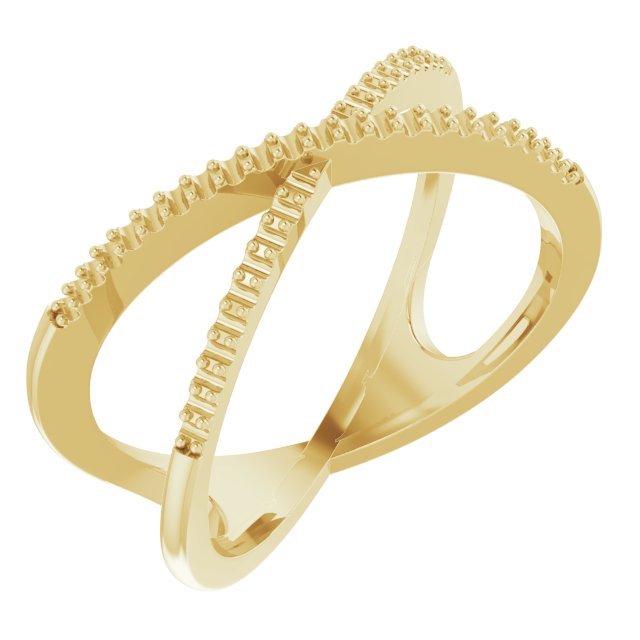 14K Yellow 1/6 CTW Natural Diamond Criss-Cross Ring