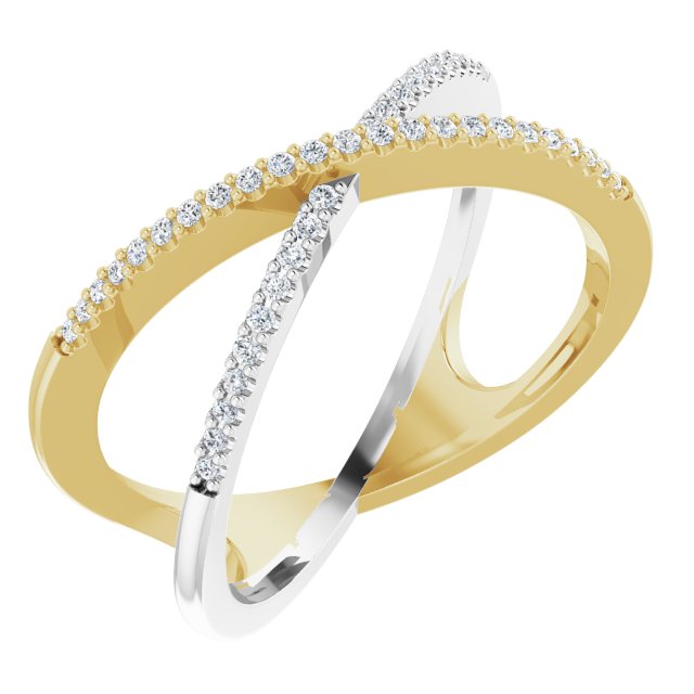 14K Yellow/White 1/6 CTW Natural Diamond Criss-Cross Ring
