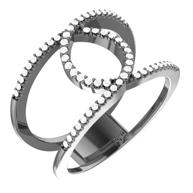 14K White 1/5 CTW Diamond Interlocking Loop Ring