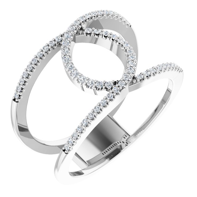 14K White 1/5 CTW Natural Diamond Interlocking Loop Ring